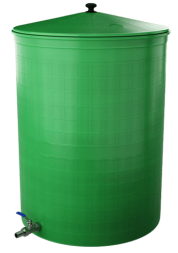 Бочка пластиковая садовая с краном 3/4&quot; из латуни для дождевой воды и полива, 150л, зеленый [332]