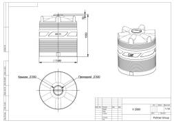 Емкость (резервуар) пластиковая вертикальная с крышкой, 2000 л, синий [TV2000S13]
