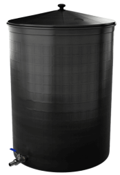 Бочка пластиковая садовая с краном 3/4&quot; из латуни для дождевой воды и полива, 150л, черный [342]