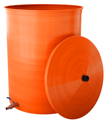 Бочка пластиковая садовая с краном 3/4&quot; из латуни для дождевой воды и полива, 150л, терракотовый [352]