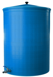 Бочка пластиковая садовая с краном 3/4&quot; из латуни для дождевой воды и полива, 150л, голубой [362]