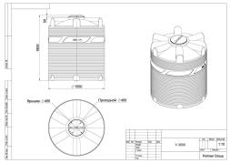 Емкость (резервуар) пластиковая вертикальная с крышкой, 3000 л, зеленый [TV3000S2]