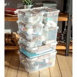 Ящик для хранения универсальный с замками и ручкой Grand box, 4,2л, голубой