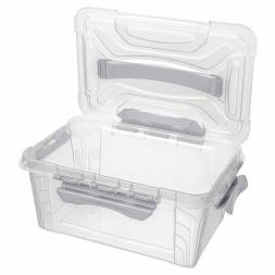 Ящик для хранения универсальный с замками и ручкой Grand box, 4,2л, светло-серый