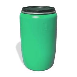 Бочка пластиковая с крышкой и металлическим обручем, 227 л, зеленый [22010007]