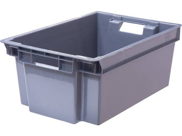 Ящик пластиковый сплошной, 600х400х250 мм, серый [125-2]