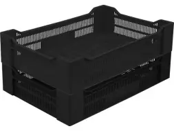 Ящик пластиковый перфорированный, 600x400x135 мм, 32,4 л, черный [119]