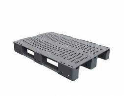Паллет (поддон) пластиковый перфорированный на 3-х полозьях серый усиленный, 1200x800x150 мм, серый [02.117.91.PEF.S.Т10X]