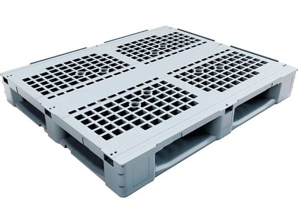 Паллет (поддон) пластиковый перфорированный на 5-ти полозьях, 1200х1000х157 мм, серый [IR 1210P-5R]
