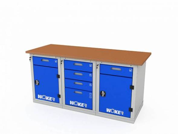 Верстак ДВК с 3 тумбами WOKER PRO 3242.1800