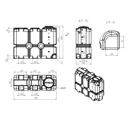Емкость ST 2000л под плотность до 1.5 г/см3 с откидной крышкой синяя