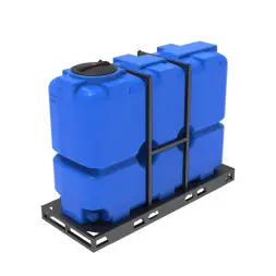 Емкость ST 2000л с патрубками 100мм под плотность до 1.2 г/см3 синяя в обрешетке