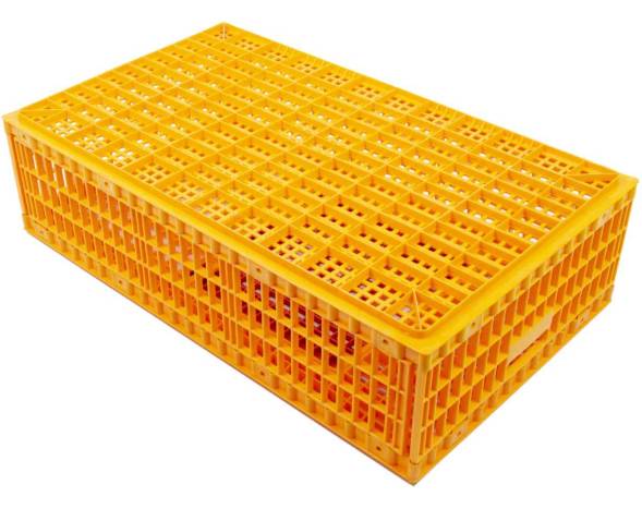 Ящик пластиковый перфорированный с крышкой для перевозки птицы (несушек и бройлеров), 970х570х270 мм, оранжевый [311] 