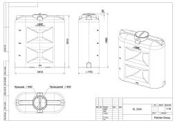 Емкость пластиковая накопительная вертикальная для воды и дизельного топлива, 2000 л, синий [TSL2000S13]