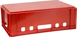 Ящик пластиковый сплошной с гладким дном Е2 (евроформат), 600x400x200 мм, 40 л, красный [207 гд]