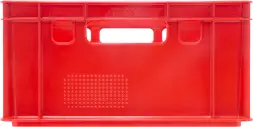 Ящик пластиковый сплошной с гладким дном Е2 (евроформат), 600x400x200 мм, 40 л, красный [207 гд]